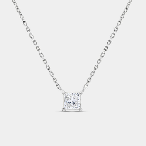 1/2 Carat Lab-Grown Diamond Princess-Cut Station Solitaire Pendant — GILDED New York