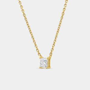 Gilded 1/2 Carat Lab-Grown Diamond Princess-Cut Station Solitaire Pendant