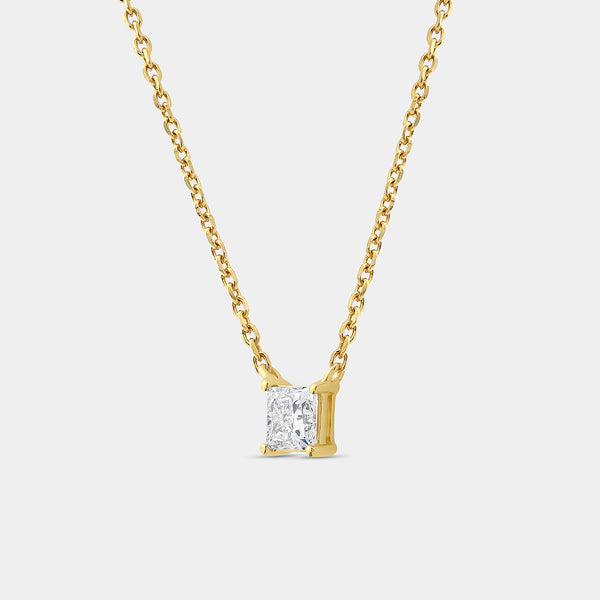 1/2 Carat Lab-Grown Diamond Princess-Cut Station Solitaire Pendant — GILDED New York