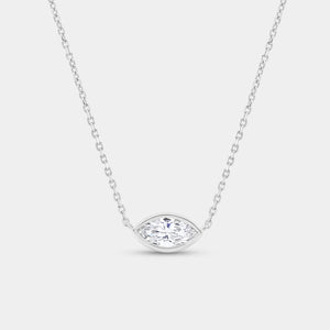Gilded 1/2 Carat Lab-Grown Diamond Marquise-Shaped, Bezel-Set Station Solitaire Pendant