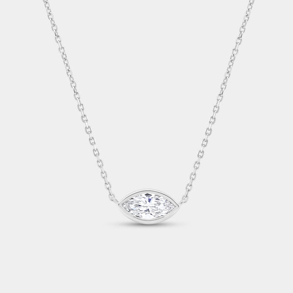1/2 Carat Lab-Grown Diamond Marquise-Shaped, Bezel-Set Station Solitaire Pendant — GILDED New York