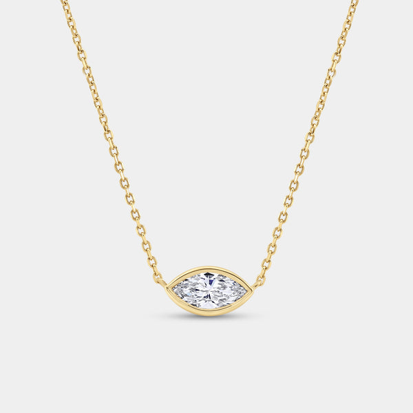 1/2 Carat Lab-Grown Diamond Marquise-Shaped, Bezel-Set Station Solitaire Pendant — GILDED New York