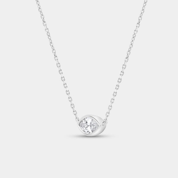 1/2 Carat Lab-Grown Diamond Marquise-Shaped, Bezel-Set Station Solitaire Pendant — GILDED New York