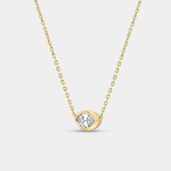 1/2 Carat Lab-Grown Diamond Marquise-Shaped, Bezel-Set Station Solitaire Pendant — GILDED New York