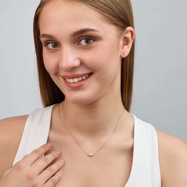 1/2 Carat Lab-Grown Diamond Marquise-Shaped, Bezel-Set Station Solitaire Pendant — GILDED New York