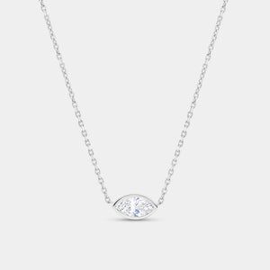 Gilded 1 Carat Lab-Grown Diamond Marquise-Shaped, Bezel-Set Station Solitaire Pendant