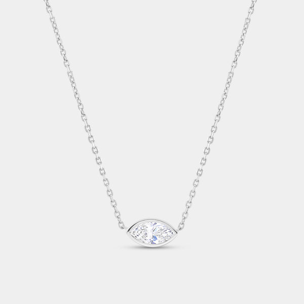 1 Carat Lab-Grown Diamond Marquise-Shaped, Bezel-Set Station Solitaire Pendant — GILDED New York