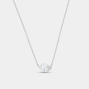 Gilded 1 Carat Lab-Grown Diamond Marquise-Shaped, Bezel-Set Station Solitaire Pendant