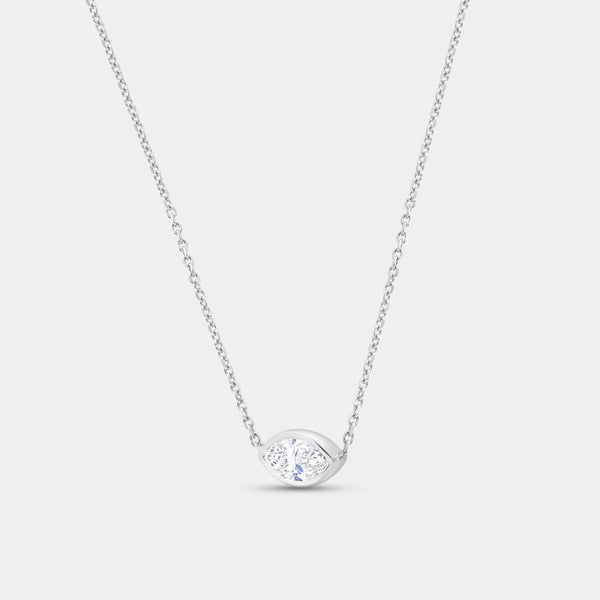 1 Carat Lab-Grown Diamond Marquise-Shaped, Bezel-Set Station Solitaire Pendant — GILDED New York