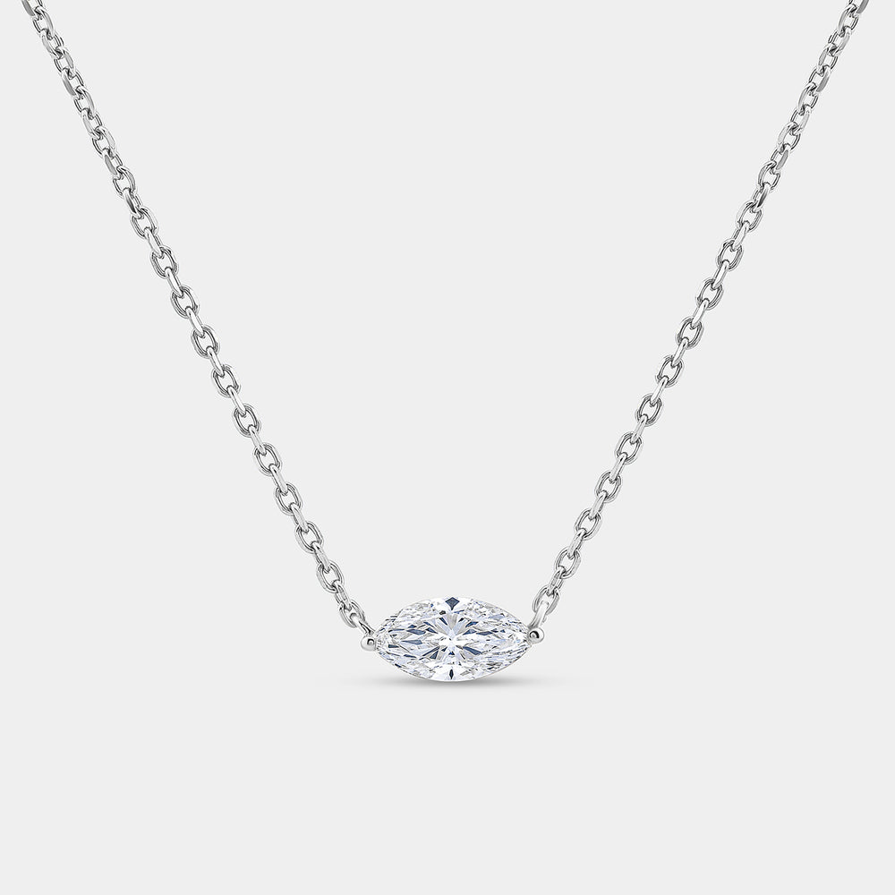 Gilded 1/2 Carat Lab-Grown Diamond Marquise-Shaped Station Solitaire Pendant