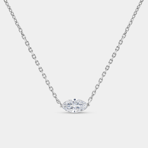 Gilded 1/2 Carat Lab-Grown Diamond Marquise-Shaped Station Solitaire Pendant