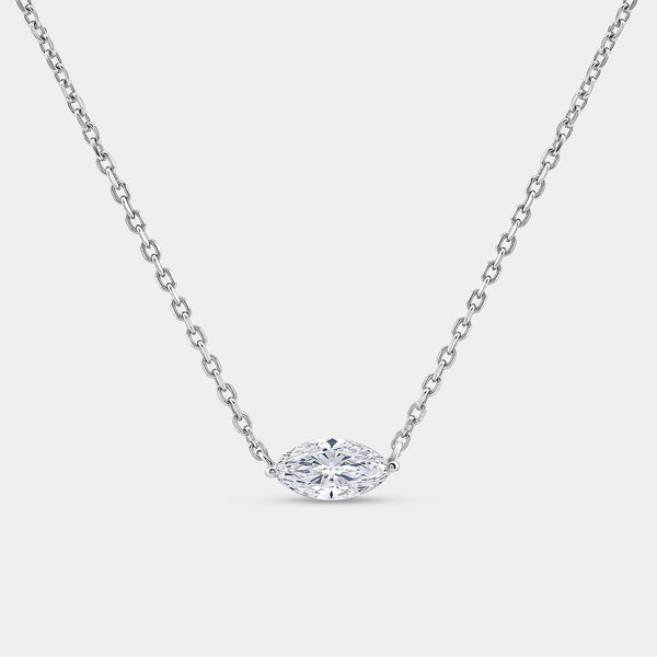 1/2 Carat Lab-Grown Diamond Marquise-Shaped Station Solitaire Pendant — GILDED New York
