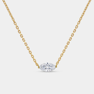 Gilded 1/2 Carat Lab-Grown Diamond Marquise-Shaped Station Solitaire Pendant