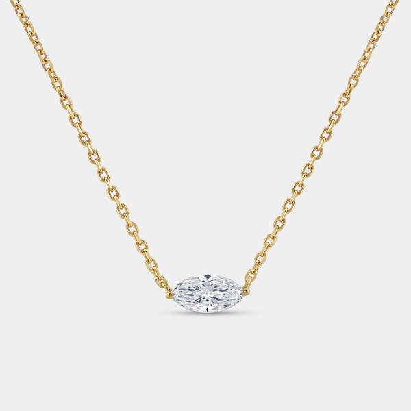 1/2 Carat Lab-Grown Diamond Marquise-Shaped Station Solitaire Pendant — GILDED New York