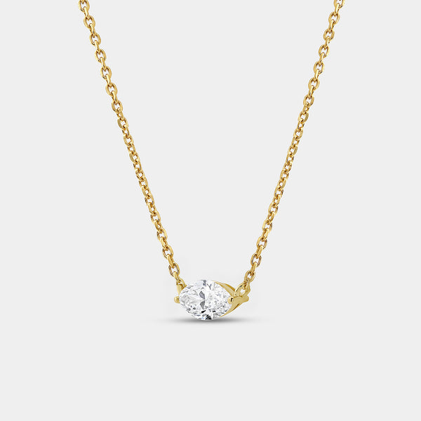 1/2 Carat Lab-Grown Diamond Marquise-Shaped Station Solitaire Pendant — GILDED New York
