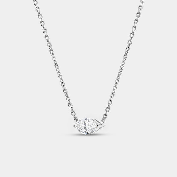 1/2 Carat Lab-Grown Diamond Marquise-Shaped Station Solitaire Pendant — GILDED New York