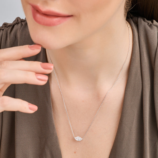 1 Carat Lab-Grown Diamond Marquise-Shaped Station Solitaire Pendant — GILDED New York