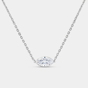 Gilded 1 Carat Lab-Grown Diamond Marquise-Shaped Station Solitaire Pendant
