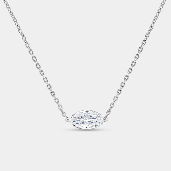 1 Carat Lab-Grown Diamond Marquise-Shaped Station Solitaire Pendant — GILDED New York
