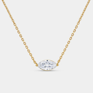 Gilded 1 Carat Lab-Grown Diamond Marquise-Shaped Station Solitaire Pendant