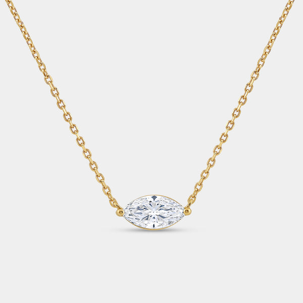 1 Carat Lab-Grown Diamond Marquise-Shaped Station Solitaire Pendant — GILDED New York