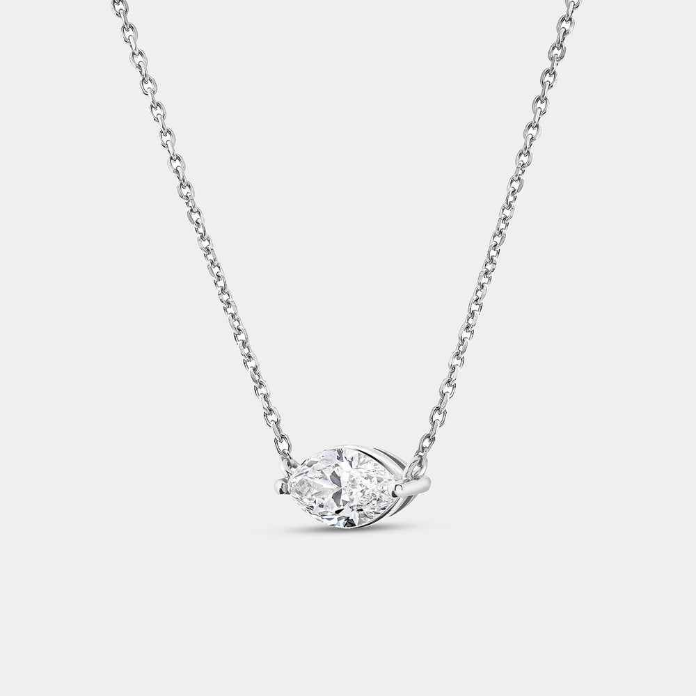 Gilded 1 Carat Lab-Grown Diamond Marquise-Shaped Station Solitaire Pendant
