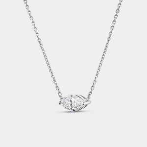 Gilded 1 Carat Lab-Grown Diamond Marquise-Shaped Station Solitaire Pendant