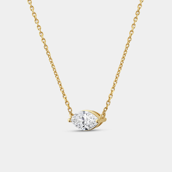 1 Carat Lab-Grown Diamond Marquise-Shaped Station Solitaire Pendant — GILDED New York