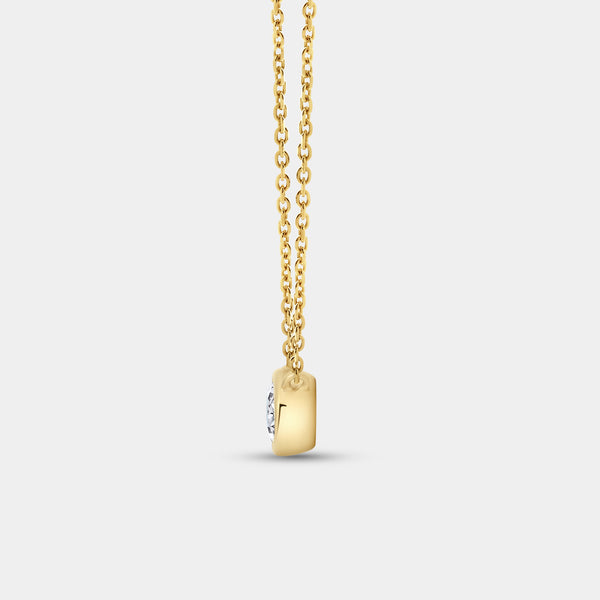 1/2 Carat Lab-Grown Diamond Oval-Shaped, Bezel-Set Station Solitaire Pendant — GILDED New York