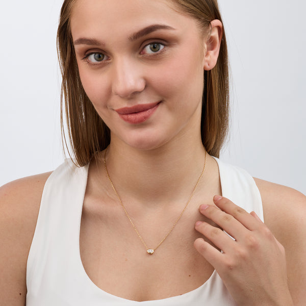 1/2 Carat Lab-Grown Diamond Oval-Shaped, Bezel-Set Station Solitaire Pendant — GILDED New York