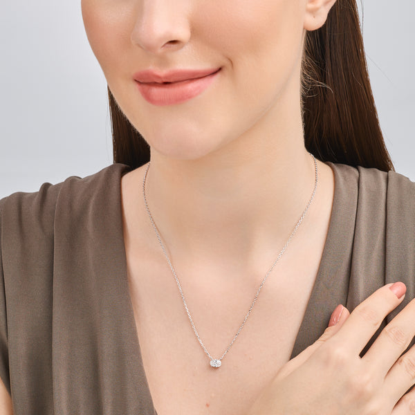 1/2 Carat Lab-Grown Diamond Oval-Shaped Station Solitaire Pendant — GILDED New York