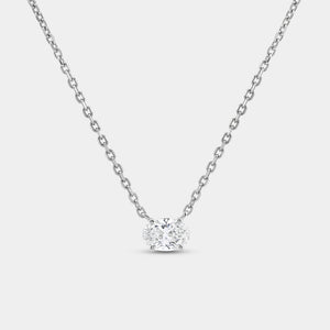 Gilded 1/2 Carat Lab-Grown Diamond Oval-Shaped Station Solitaire Pendant