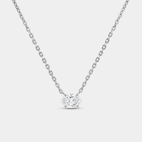 Gilded 1/2 Carat Lab-Grown Diamond Oval-Shaped Station Solitaire Pendant