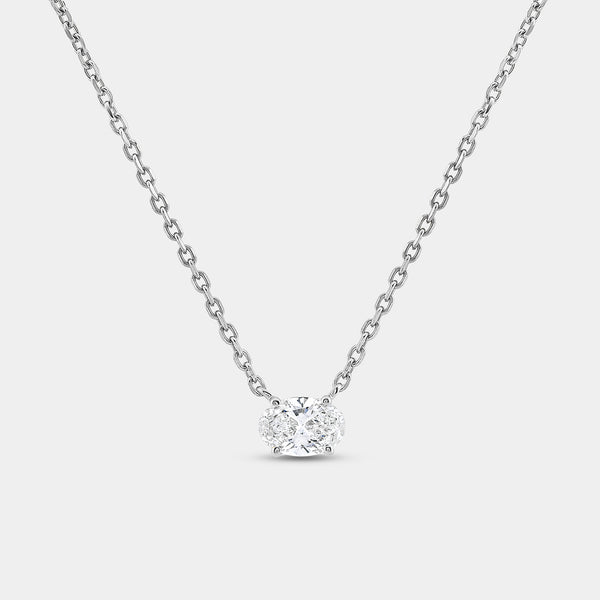 1/2 Carat Lab-Grown Diamond Oval-Shaped Station Solitaire Pendant — GILDED New York