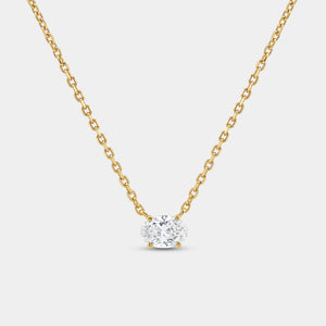 Gilded 1/2 Carat Lab-Grown Diamond Oval-Shaped Station Solitaire Pendant