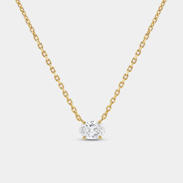 1/2 Carat Lab-Grown Diamond Oval-Shaped Station Solitaire Pendant — GILDED New York