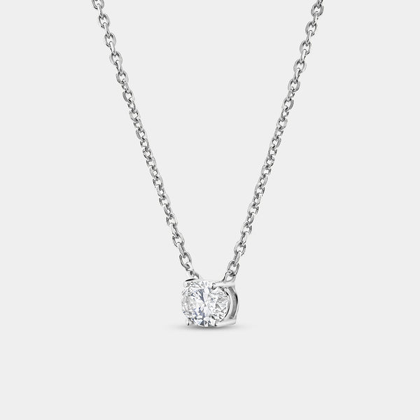 1/2 Carat Lab-Grown Diamond Oval-Shaped Station Solitaire Pendant — GILDED New York