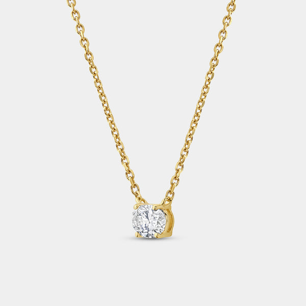 1/2 Carat Lab-Grown Diamond Oval-Shaped Station Solitaire Pendant — GILDED New York