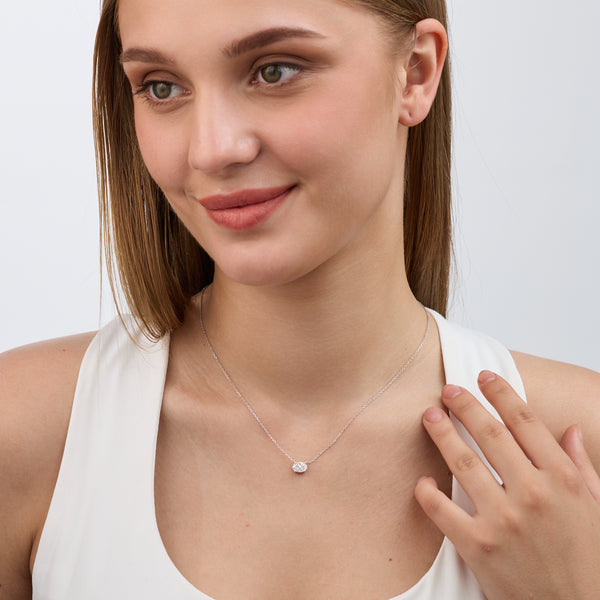 1 Carat Lab-Grown Diamond Oval-Shaped Station Solitaire Pendant — GILDED New York