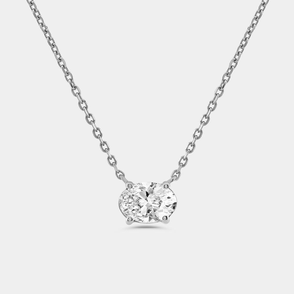 Gilded 1 Carat Lab-Grown Diamond Oval-Shaped Station Solitaire Pendant