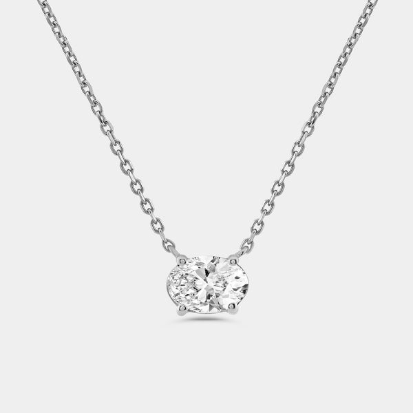 1 Carat Lab-Grown Diamond Oval-Shaped Station Solitaire Pendant — GILDED New York