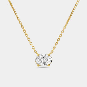 Gilded 1 Carat Lab-Grown Diamond Oval-Shaped Station Solitaire Pendant