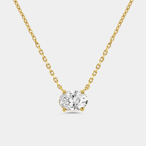 1 Carat Lab-Grown Diamond Oval-Shaped Station Solitaire Pendant — GILDED New York