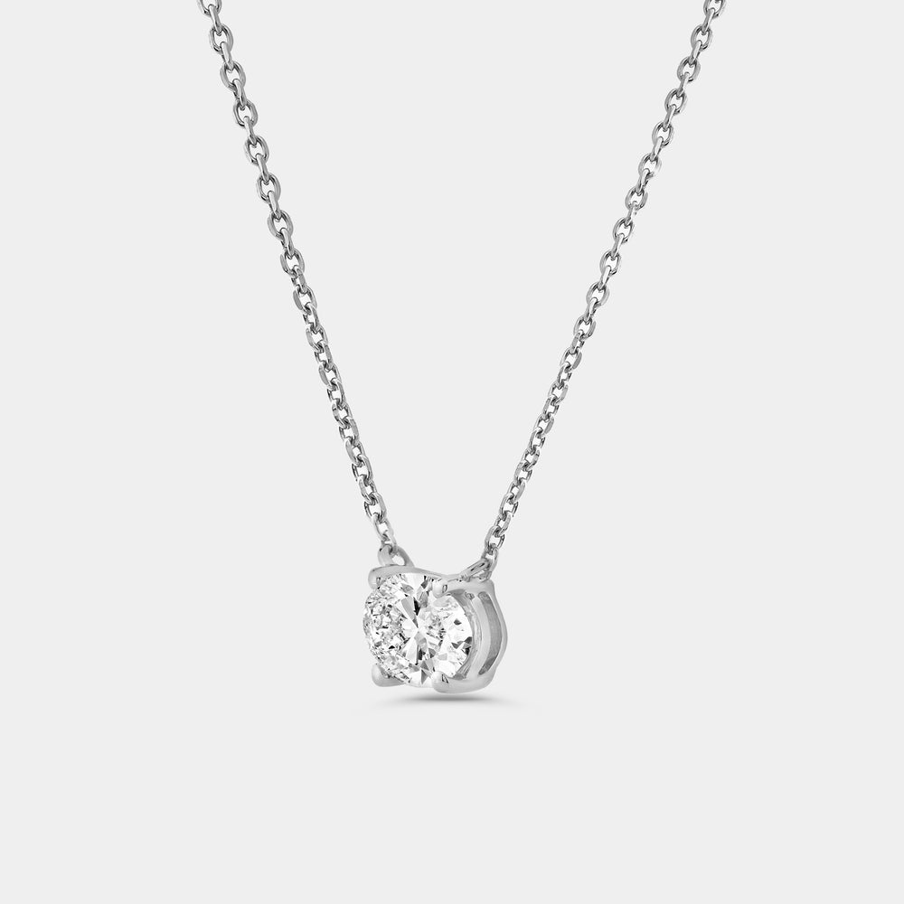 Gilded 1 Carat Lab-Grown Diamond Oval-Shaped Station Solitaire Pendant