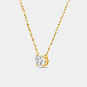 Gilded 1 Carat Lab-Grown Diamond Oval-Shaped Station Solitaire Pendant
