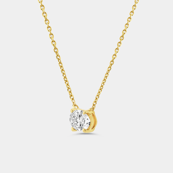 1 Carat Lab-Grown Diamond Oval-Shaped Station Solitaire Pendant — GILDED New York