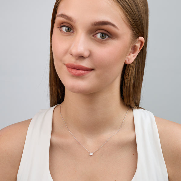 1/2 Carat Lab-Grown Diamond Emerald-Cut Station Solitaire Pendant — GILDED New York