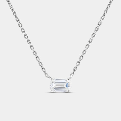Gilded 1/2 Carat Lab-Grown Diamond Emerald-Cut Station Solitaire Pendant