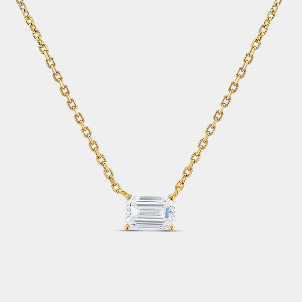1/2 Carat Lab-Grown Diamond Emerald-Cut Station Solitaire Pendant — GILDED New York