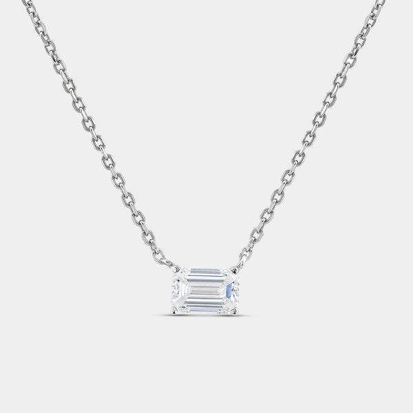 1/2 Carat Lab-Grown Diamond Emerald-Cut Station Solitaire Pendant — GILDED New York